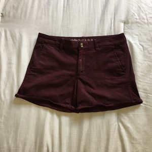 Burgundy mid rise shorts